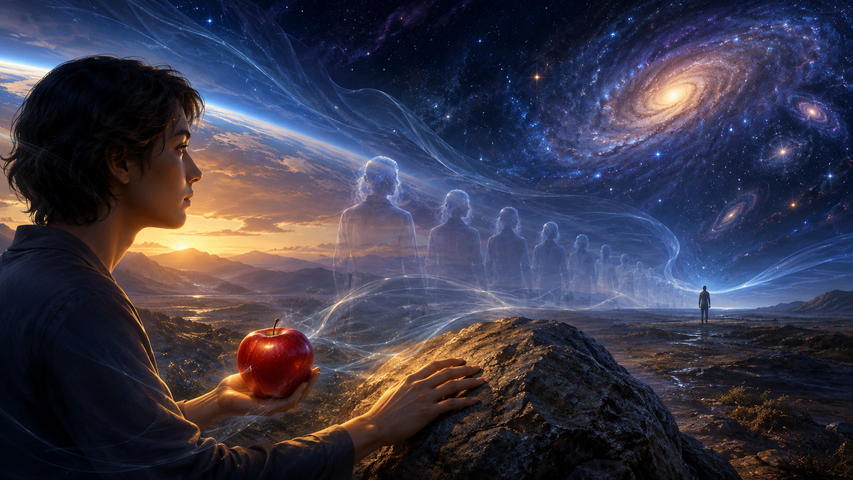 Apple and rock thought experiments leading from conscious perception to the final observer and an observerless universe