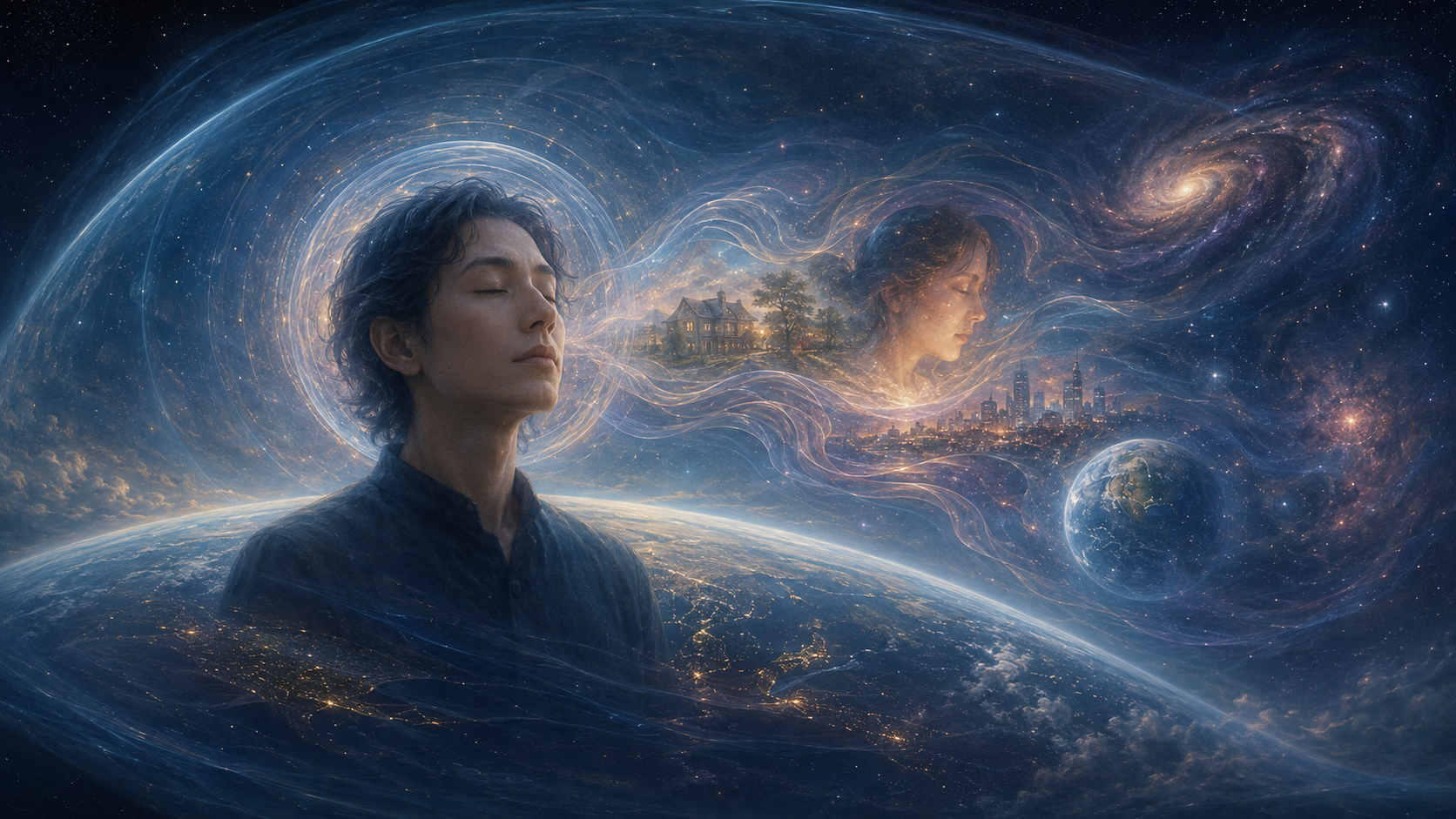 Memories, cities, Earth, and the universe appearing within consciousness when the eyes are closed